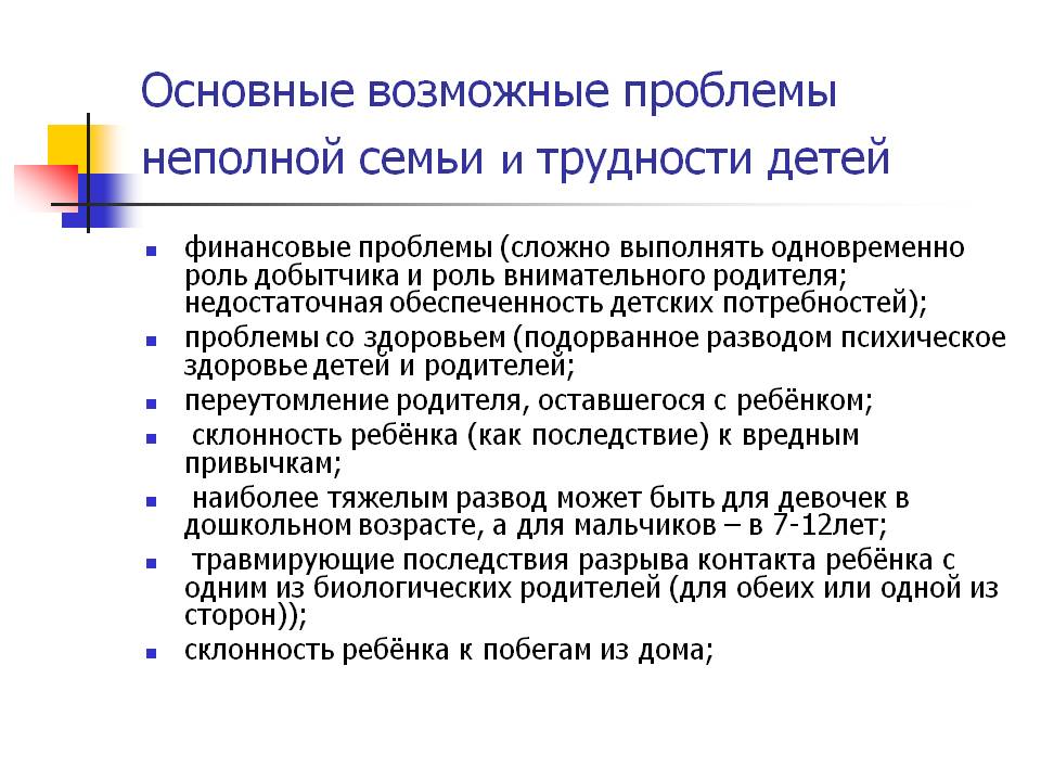 Презентация проблемы воспитания детей в неполной семье